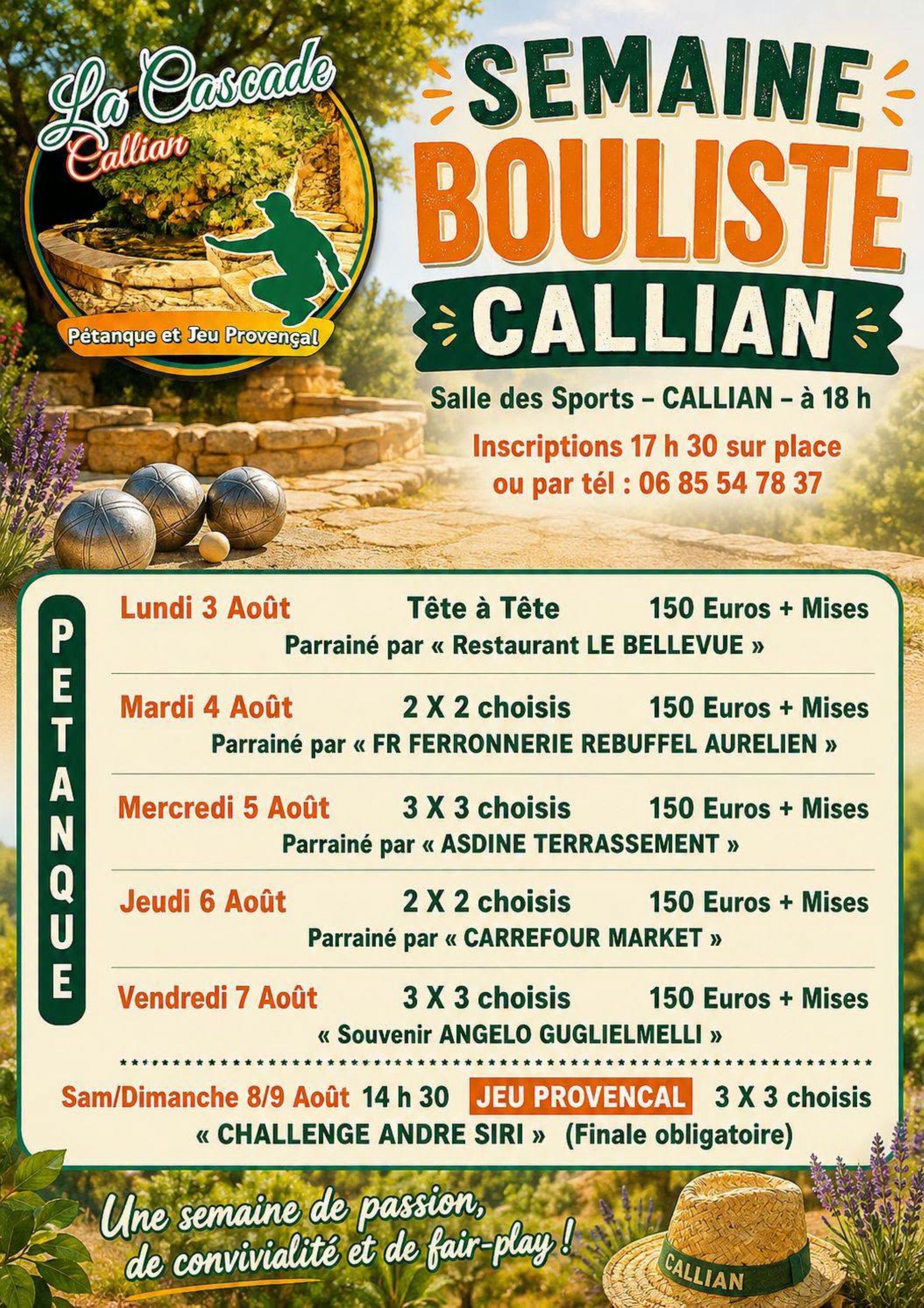 Semaine Bouliste de Callian - Edition 2026
