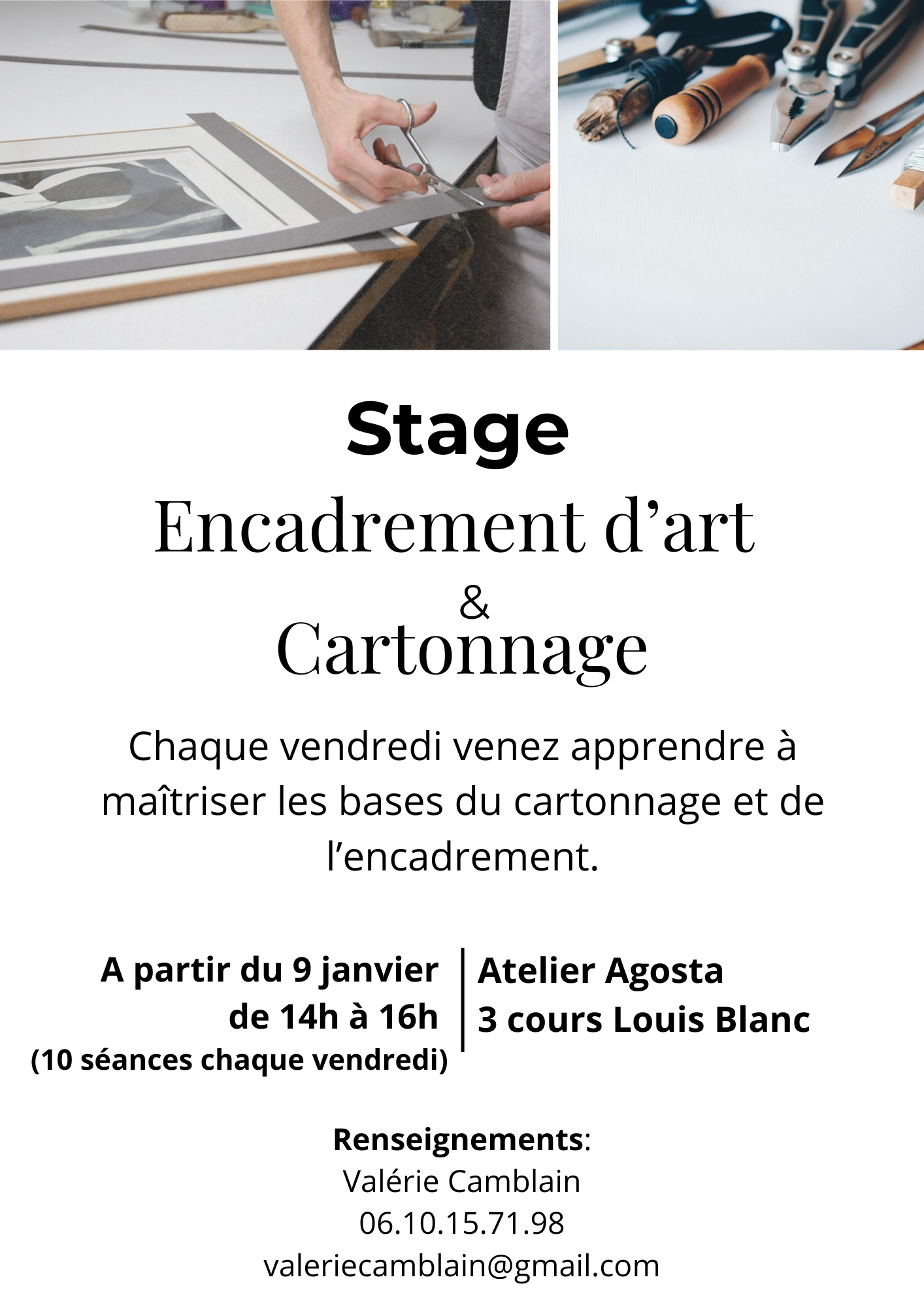 Stage : Encadrement d'art et cartonnage