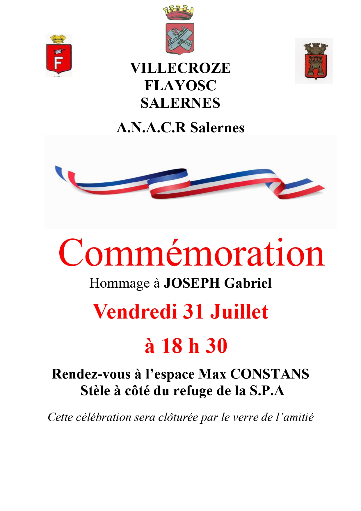 Comm�moration hommage � Joseph Gabriel