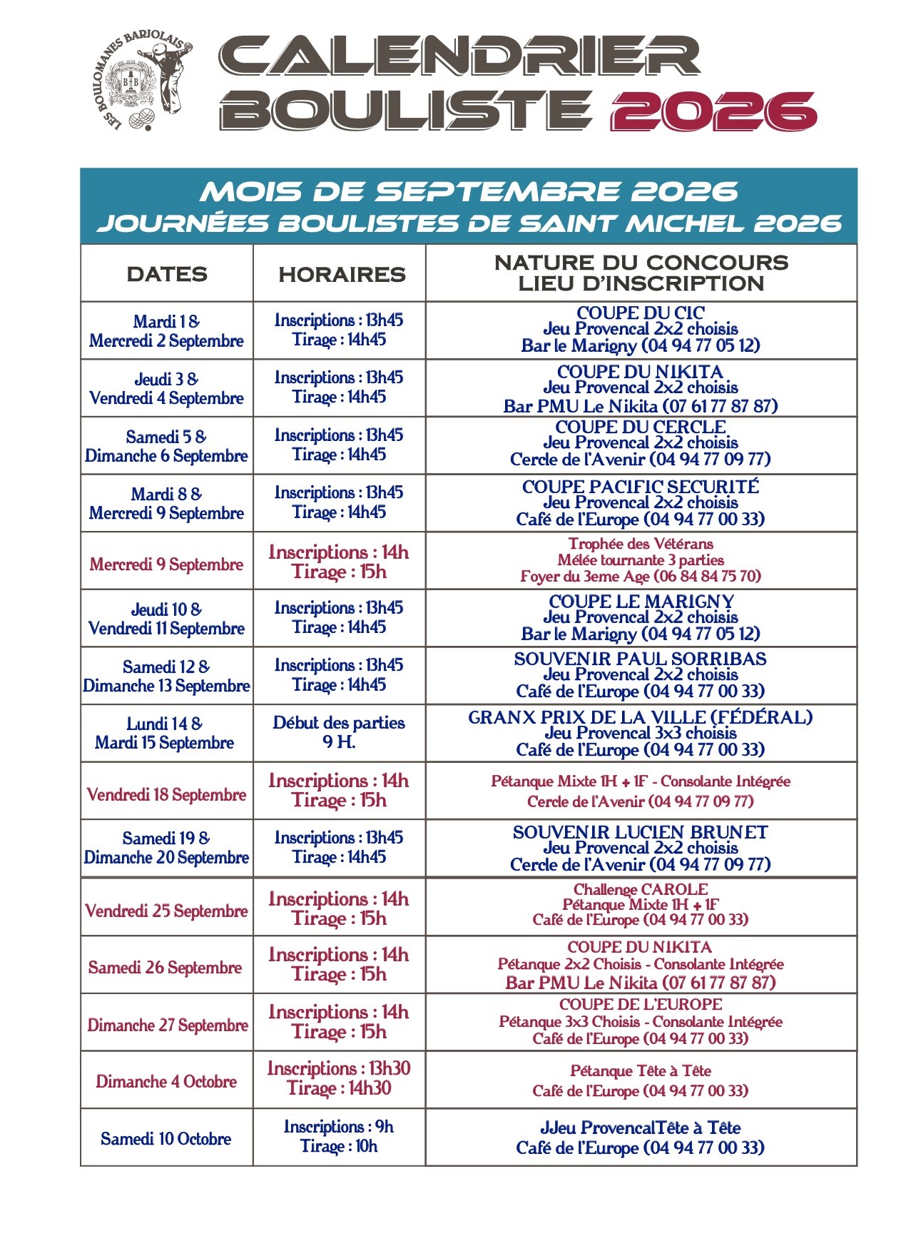 Journ�es boulistes | F�te locale de la Saint Michel