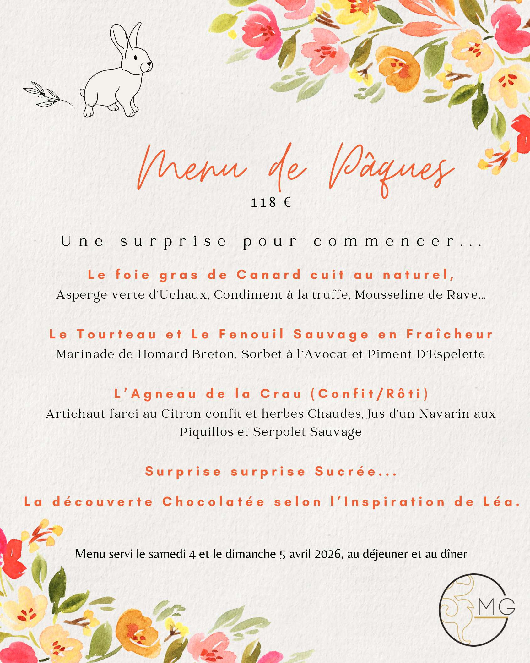 Menu de P�ques � la M�re Germaine