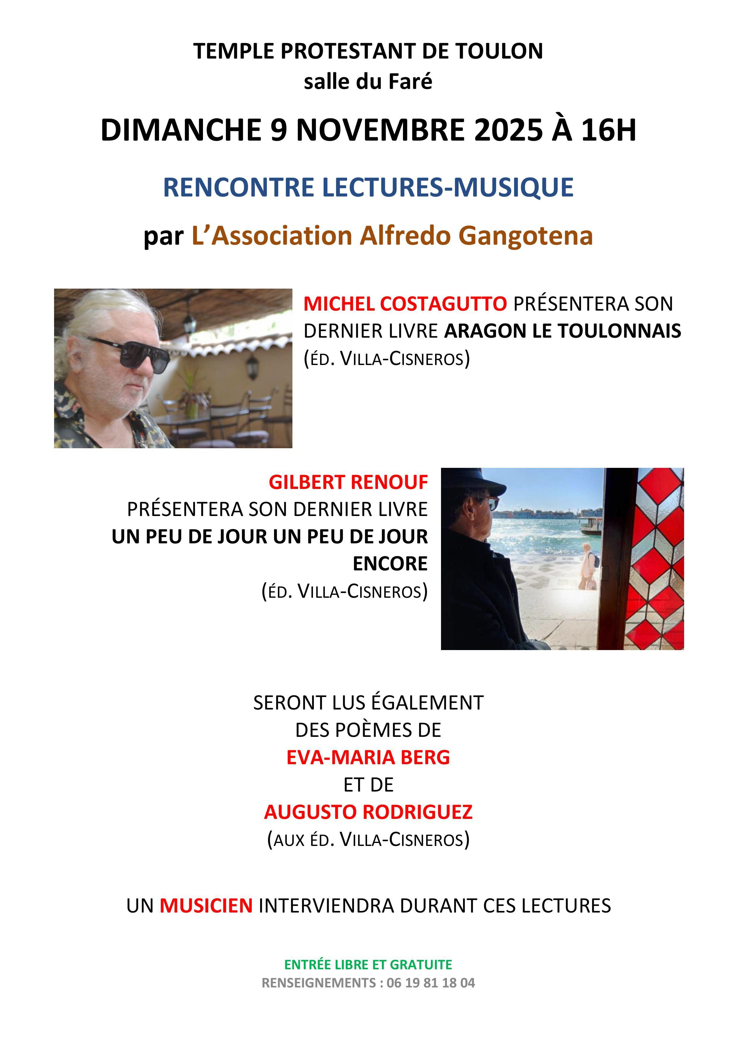 Rencontres lectures-musique par l'association Alfredo Gangotena