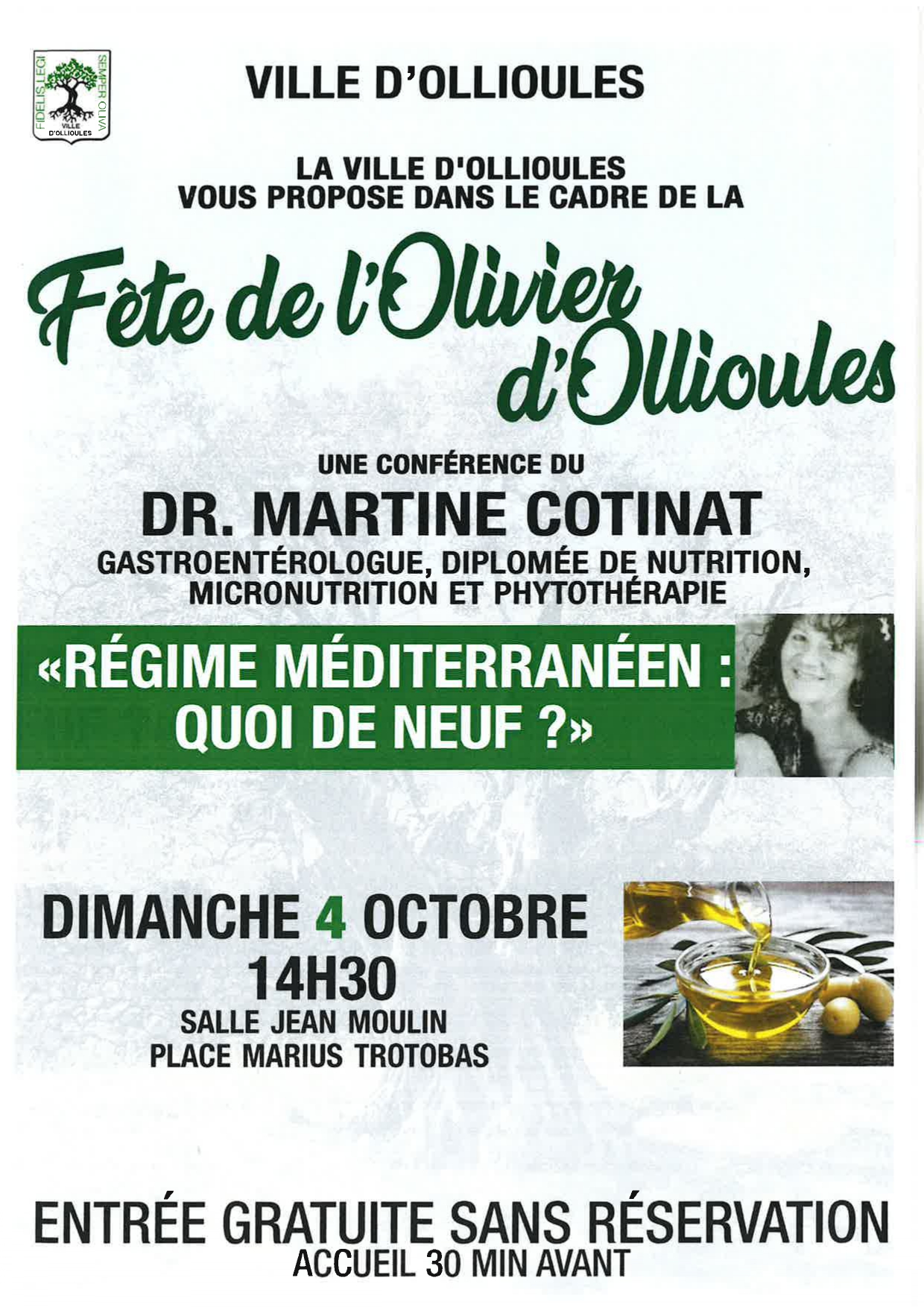 Conf�rence du Docteur Martine Cotinat : R�gime m�diterran�en - quoi de neuf ?