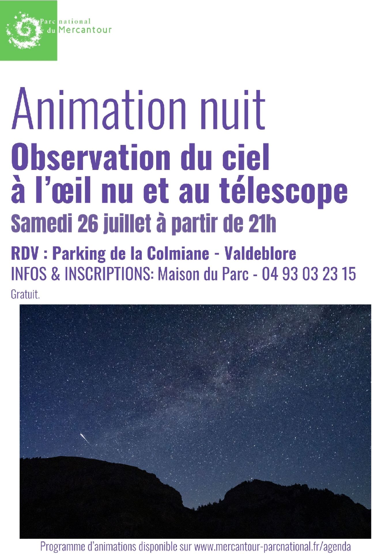 Animation nuit par le Parc national du Mercantour