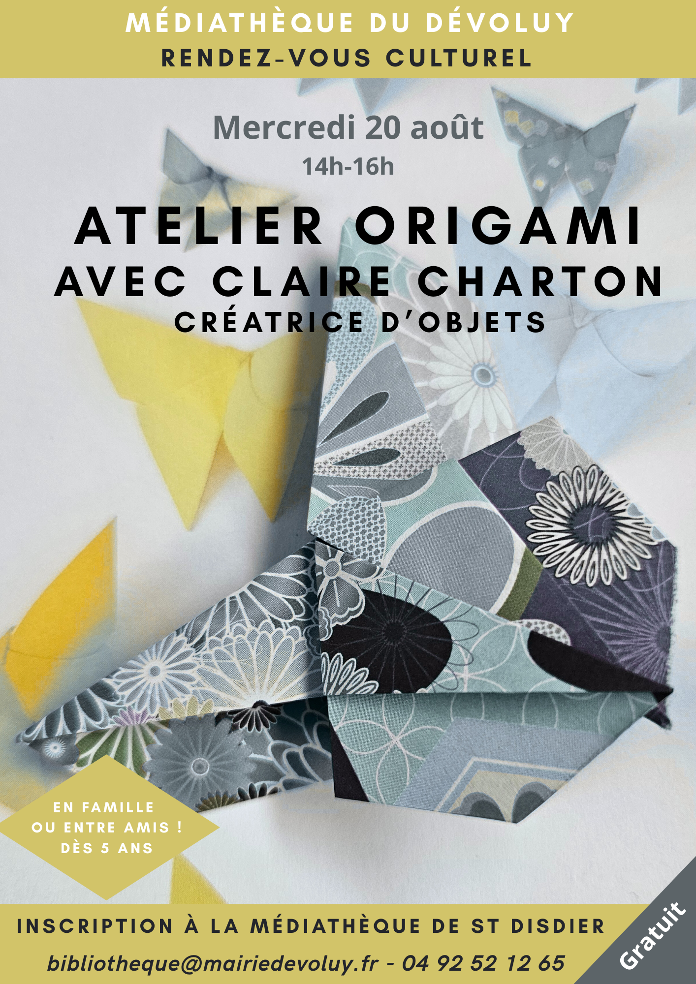 Atelier cratif : origami avec Claire Charton