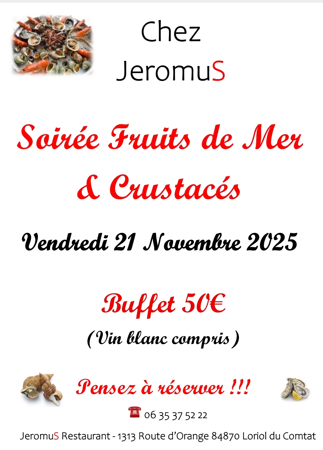 Soire Fruits de mer & Crustacs