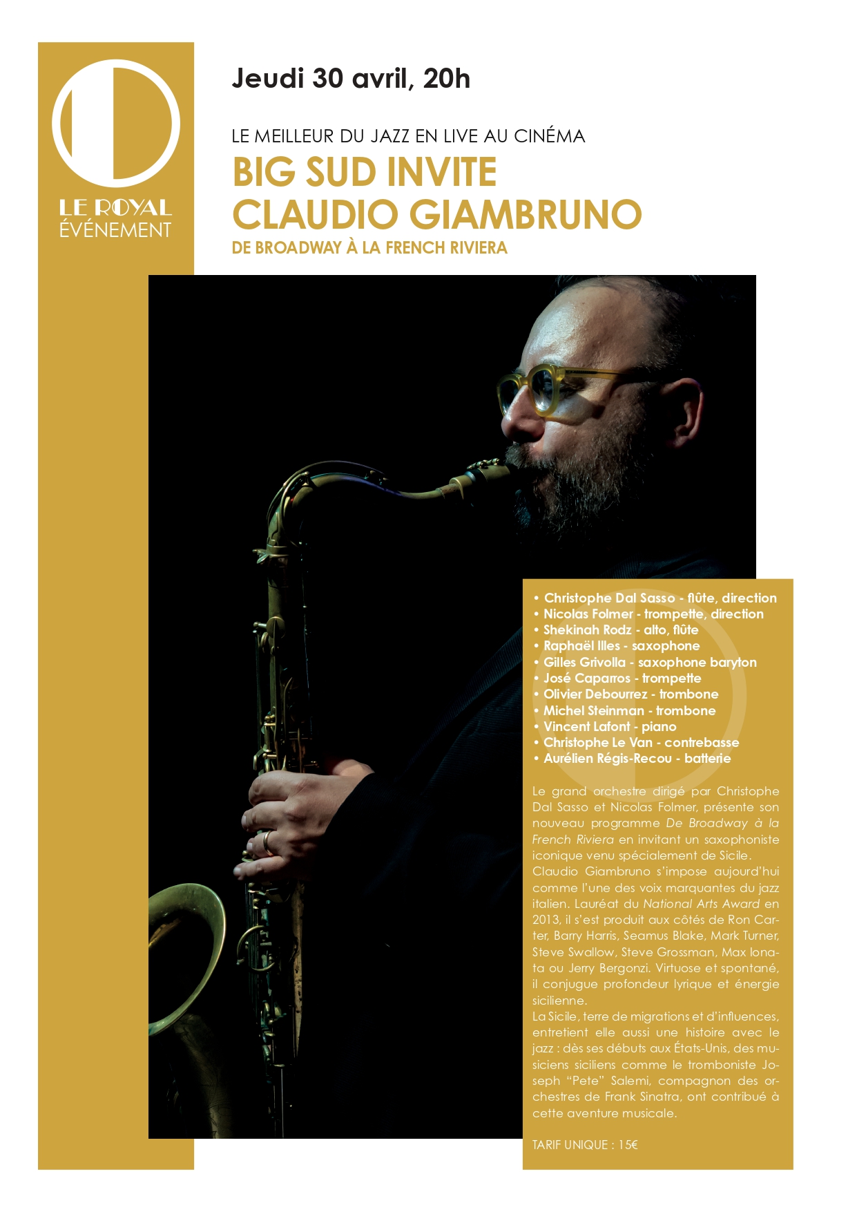 Concert Jazz - Le Big Sud invite Claudio Giambruno 