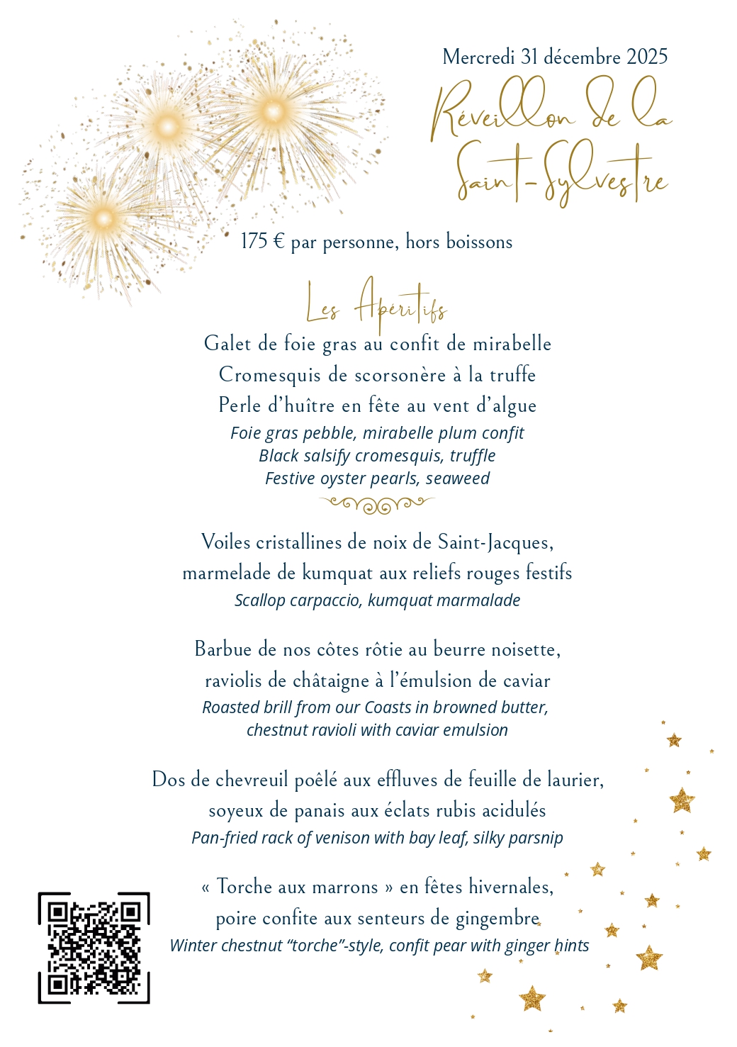 Menu Rveillon de la Saint-Sylvestre 2025 - La Table de la Rserve - Beaulieu-sur-Mer