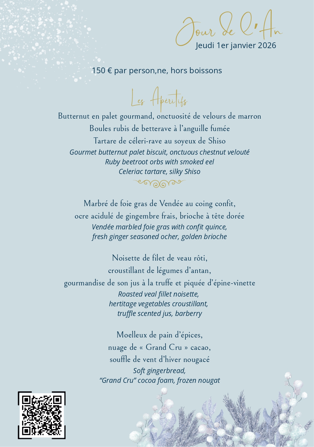 Menu jour de l'an 2026 - La Table de La Rserve - Beaulieu-sur-Mer