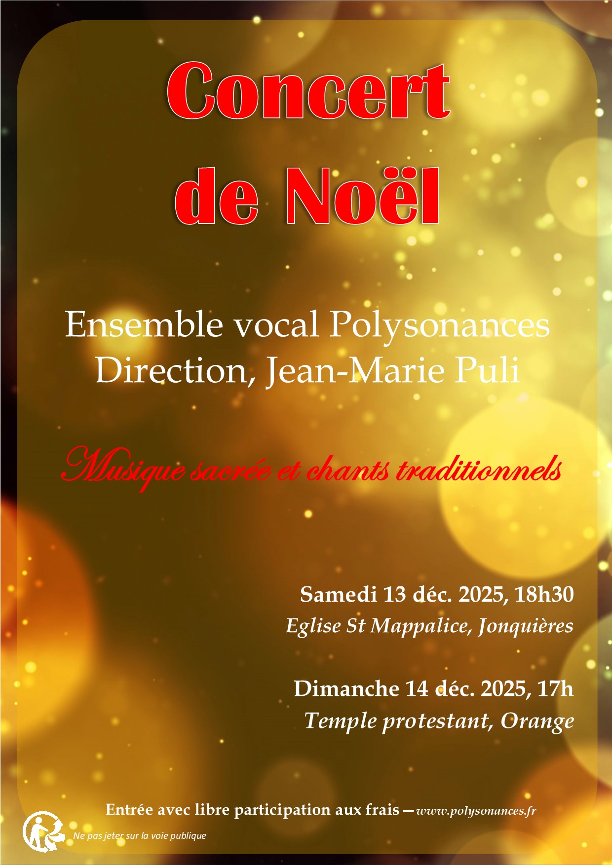 Concert de Nol par l'Ensemble vocal Polysonances