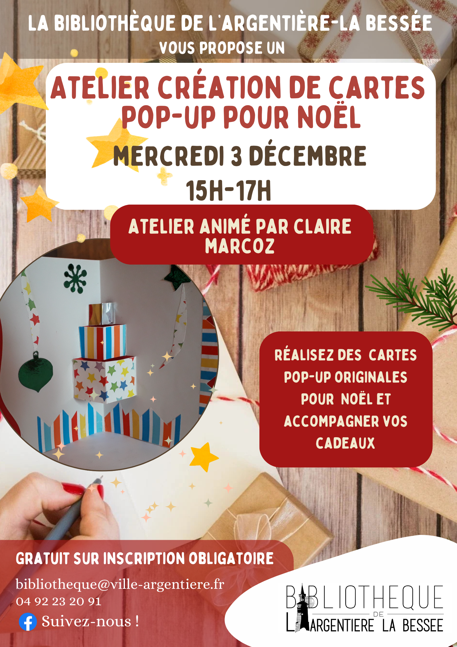 Atelier crations de cartes pop-up pour Nol