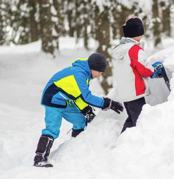 Igloo et sculpture sur neige