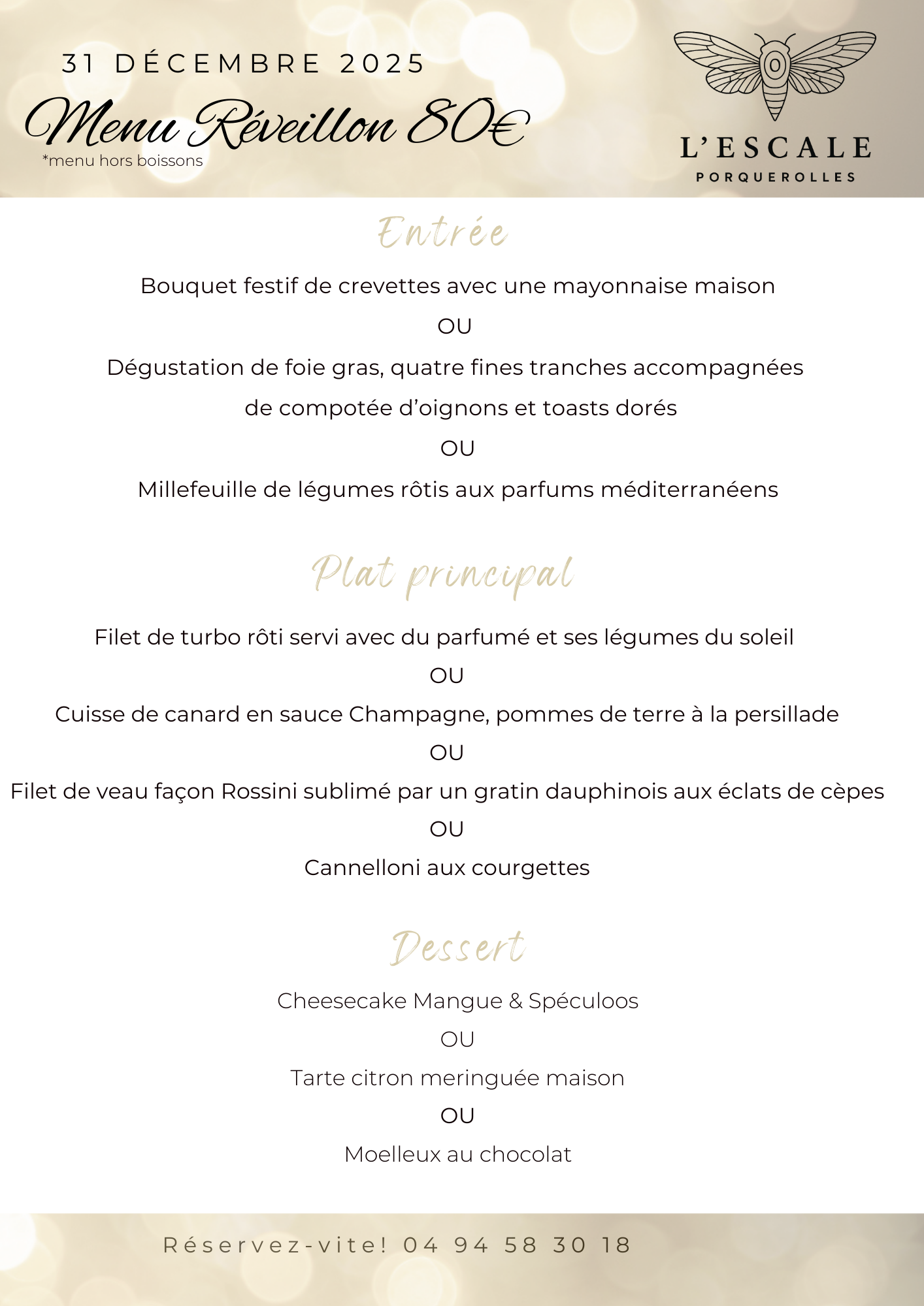 Soire du 31 Dcembre 2025 L'Escale Porquerolles