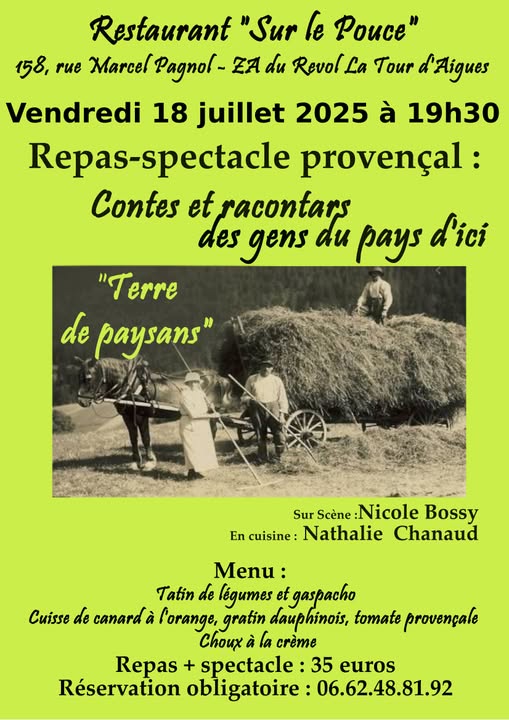 Repas- spectacle Provencal au restaurant 