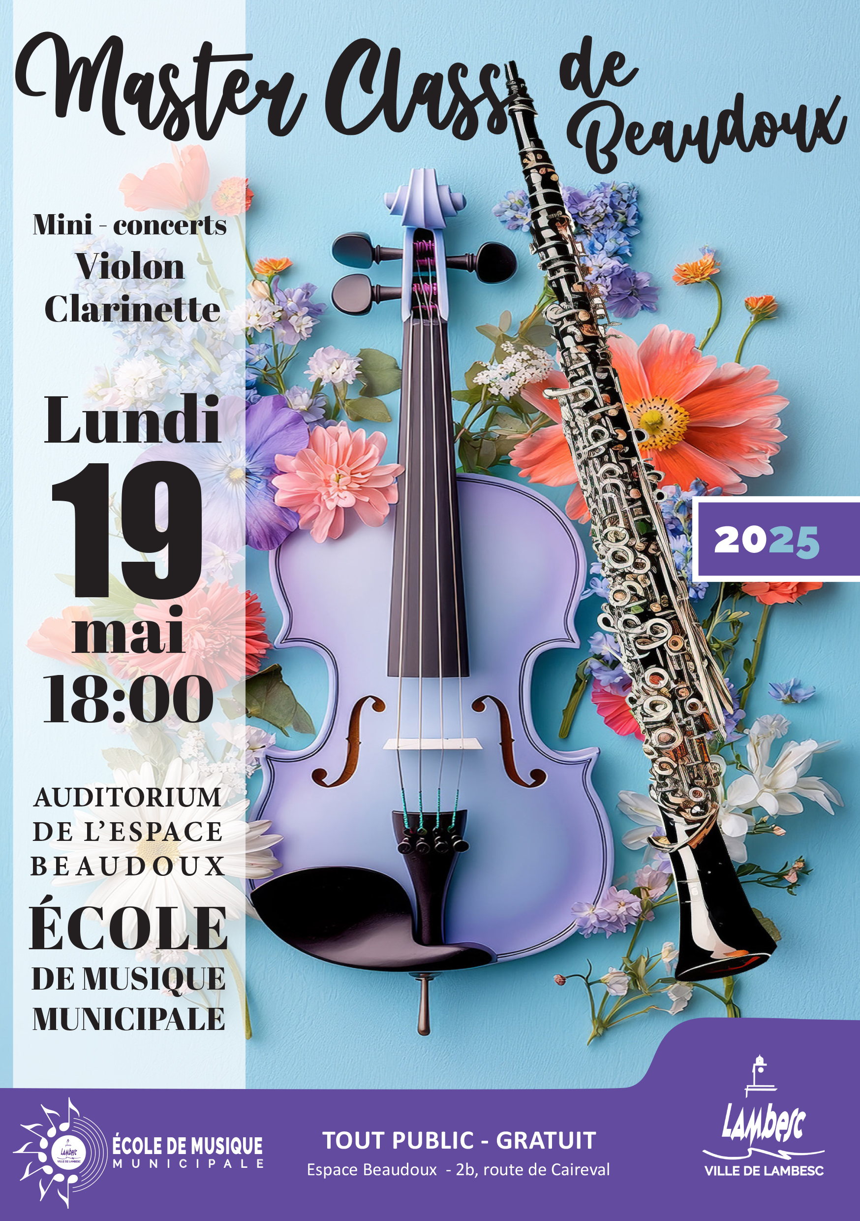 Master Class de Beaudoux et mini-concerts - Violons et Clarinettes