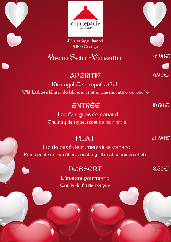 La Saint Valentin au restaurant Courtepaille