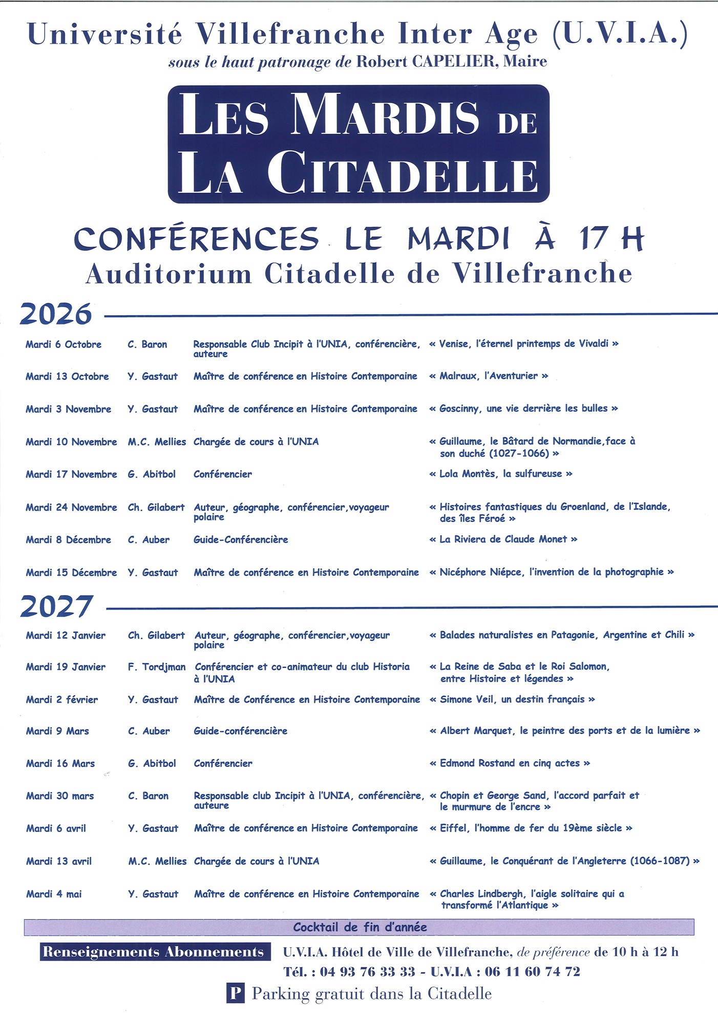 Conf�rences de l�UVIA
