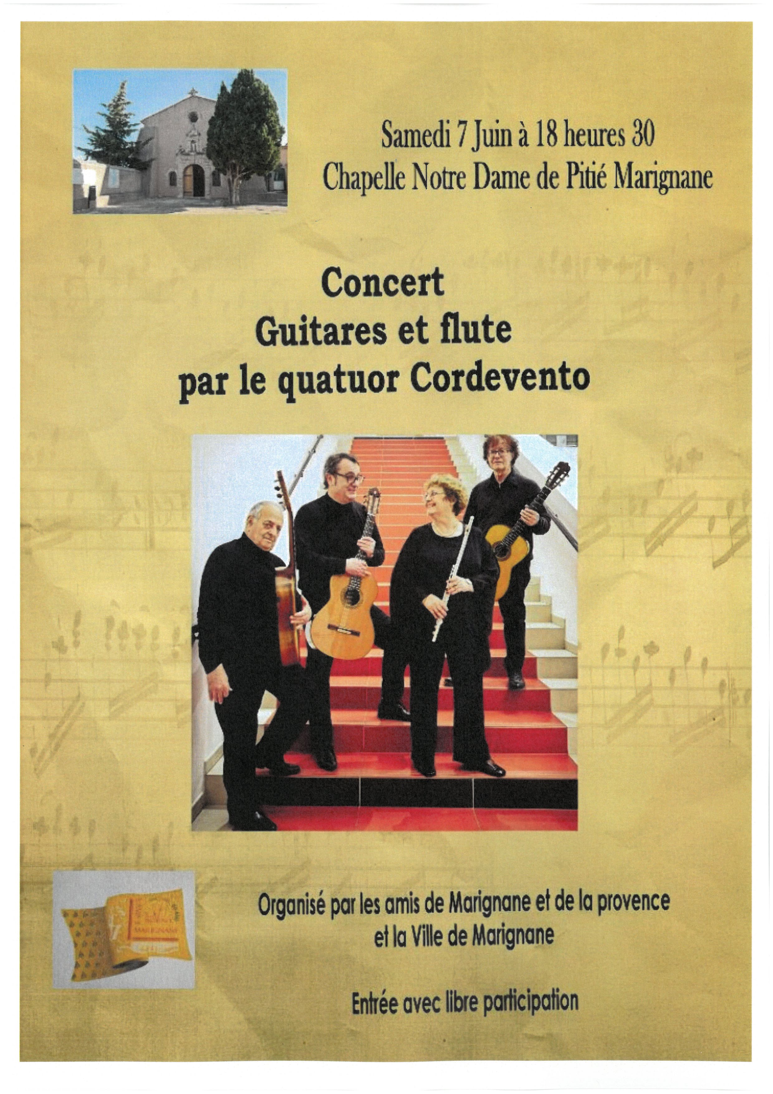 Concert guitare et flte par le quatuor Cordevento