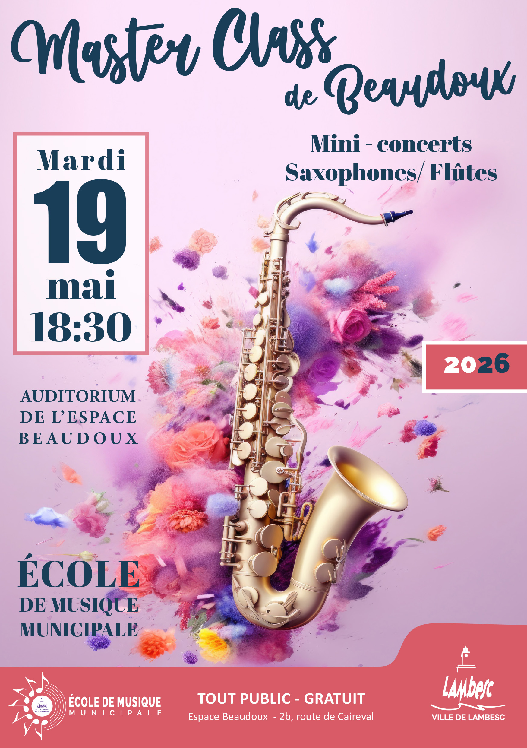 Master Class de Beaudoux et mini-concerts - Formation musicale, saxophone et fl�te