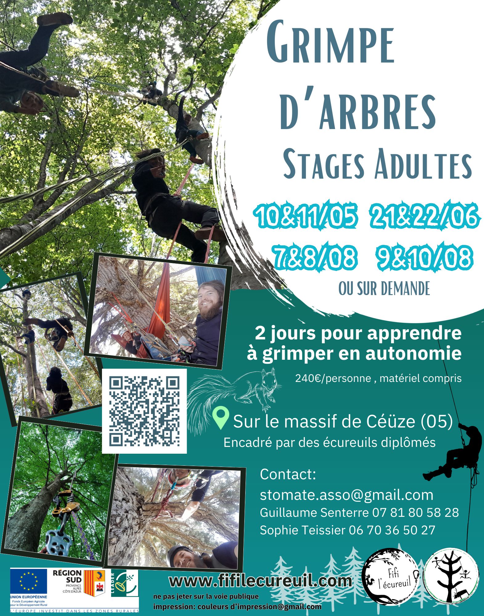 Stage de grimpe d'arbres adulte vers l'autonomie