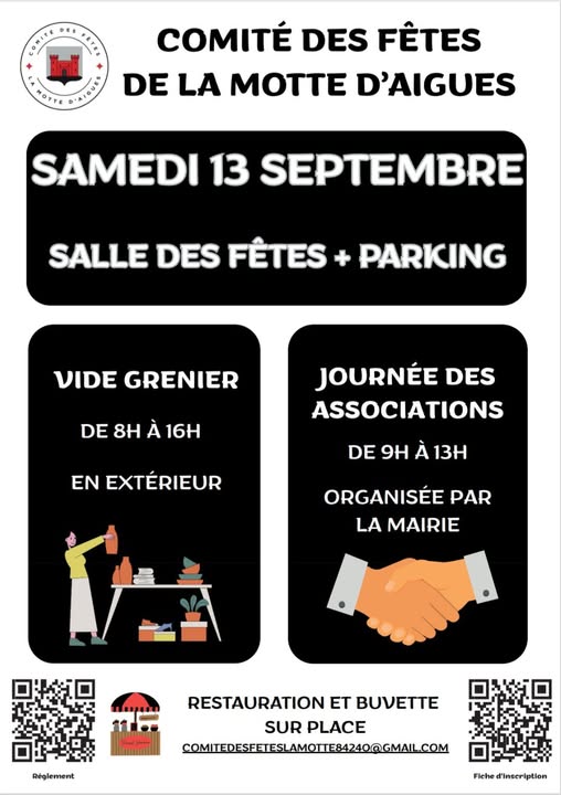 Vide grenier et journe des associations  La Motte d'Aigues