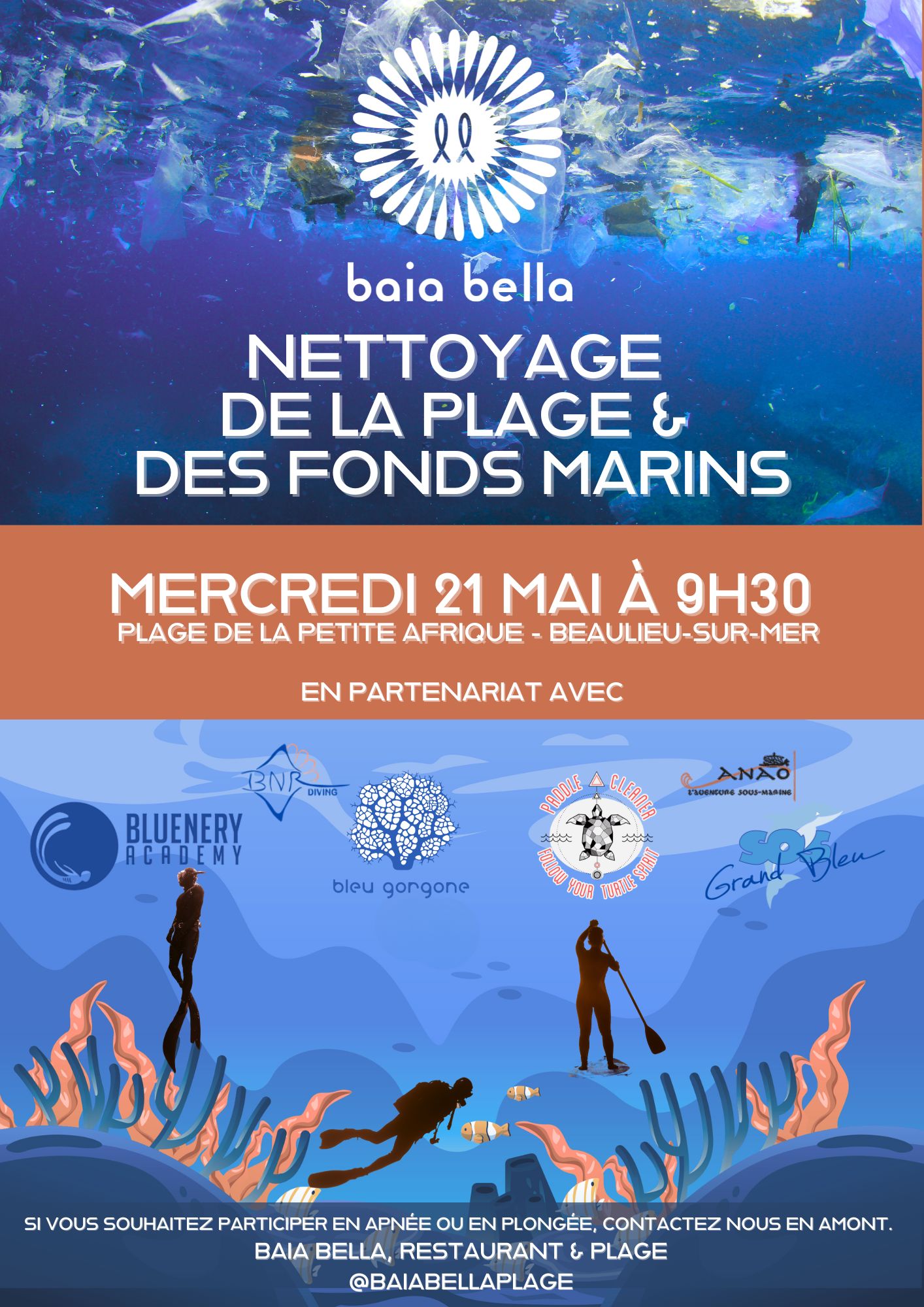 Nettoyage de la plage et des fonds marins de Beaulieu-sur-Mer