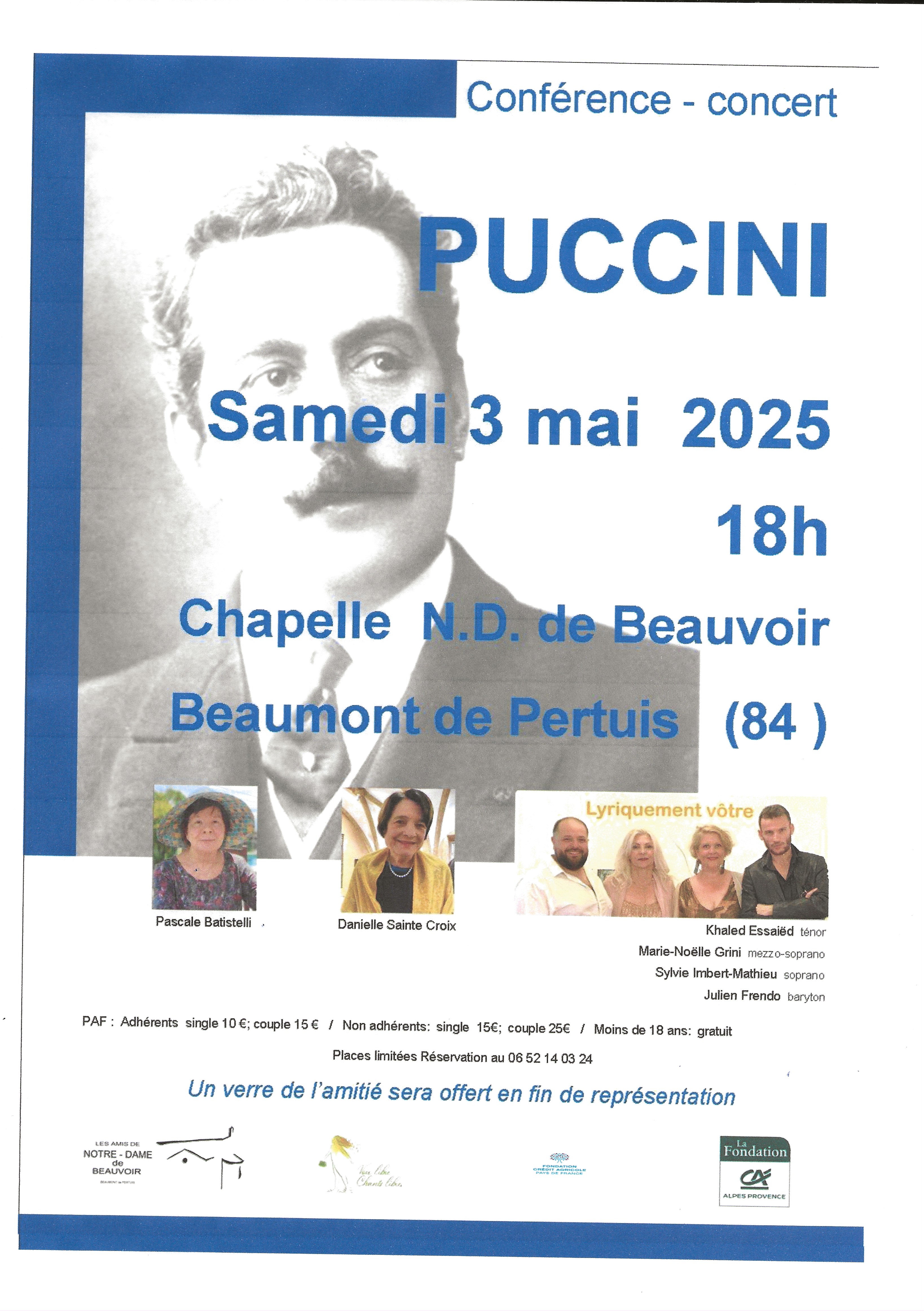 Conference et concert de  Puccini  Beaumont de Pertuis