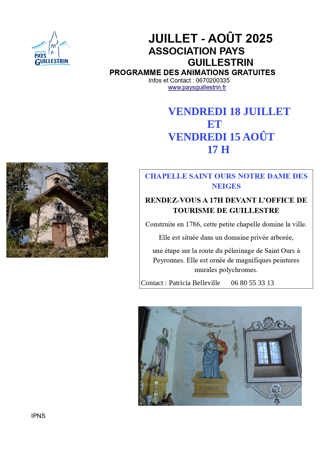 Visite du pays Guillestrin - Chapelle Saint Ours Notre Dame des neiges