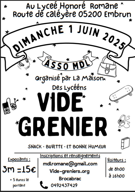Vide grenier Lyce Honor Romane