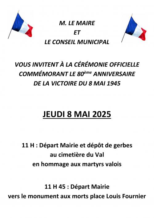 Commmoration : 80me anniversaire de la victoire du 8 mai 1945