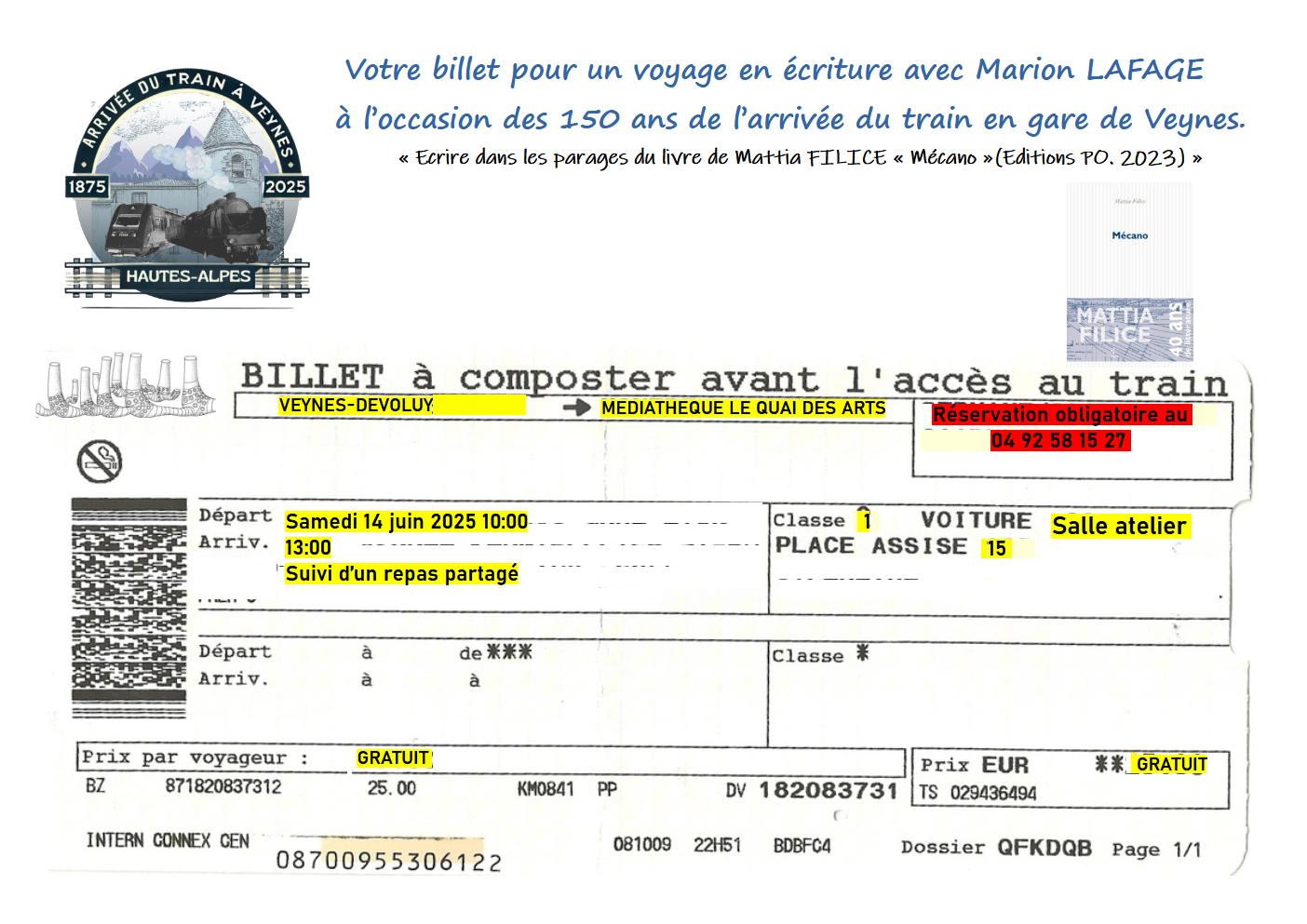 Atelier d'criture 150 ans de l'arrive du train en Gare de Veynes
