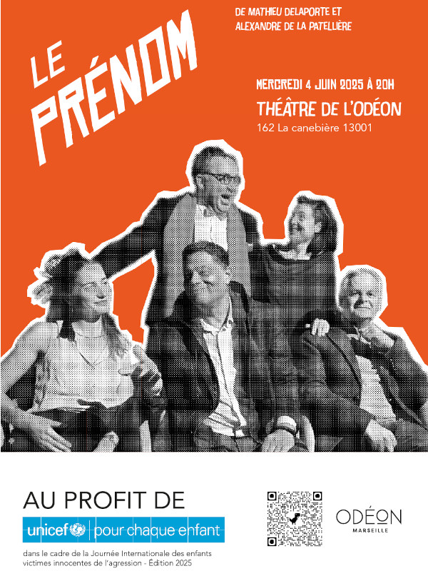 Le 4 juin, venez assister  la reprsentation thtrale Le prnom au profit de l'Unicef