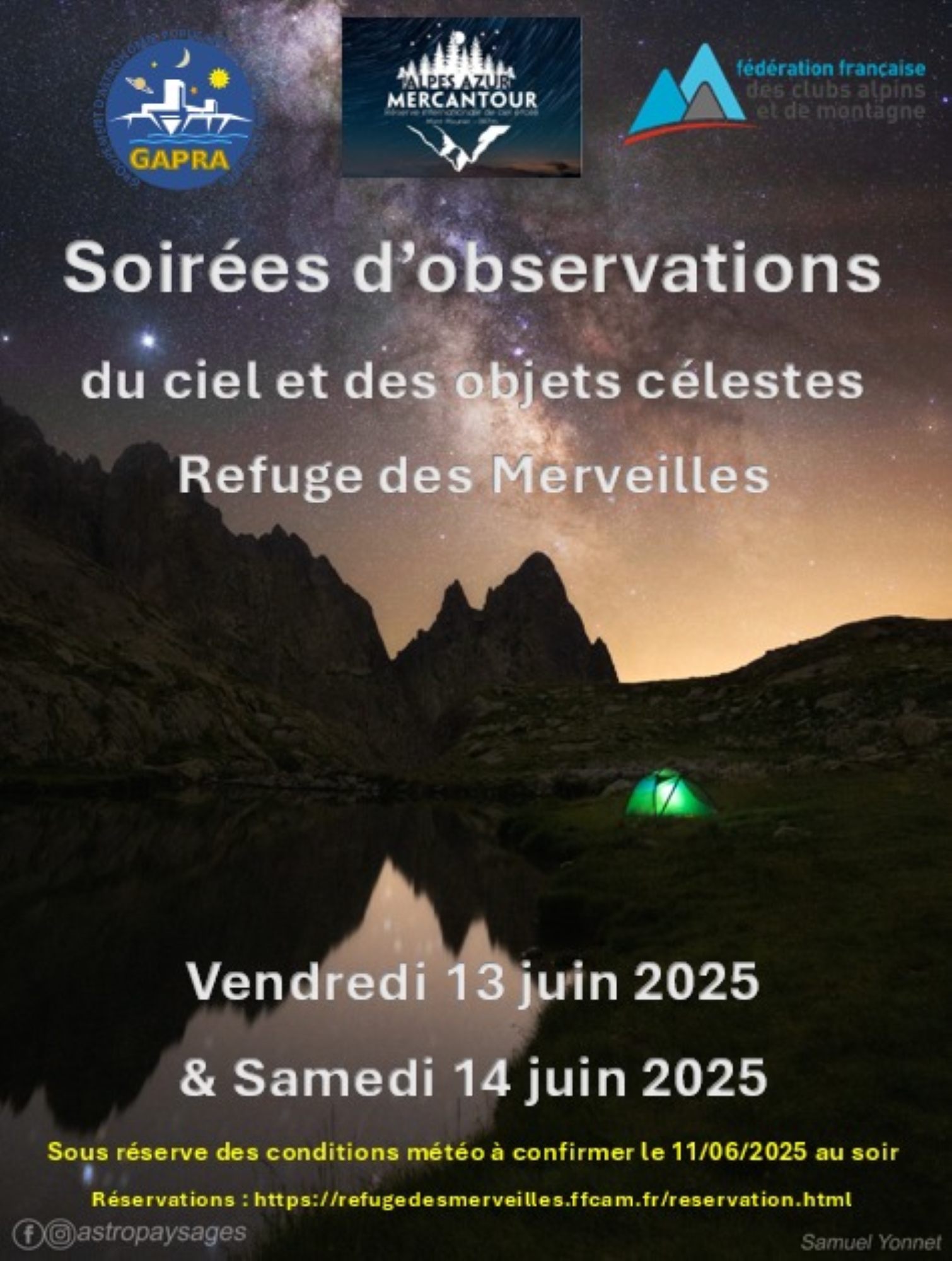 Soires d'observations du ciel et des objets clestes