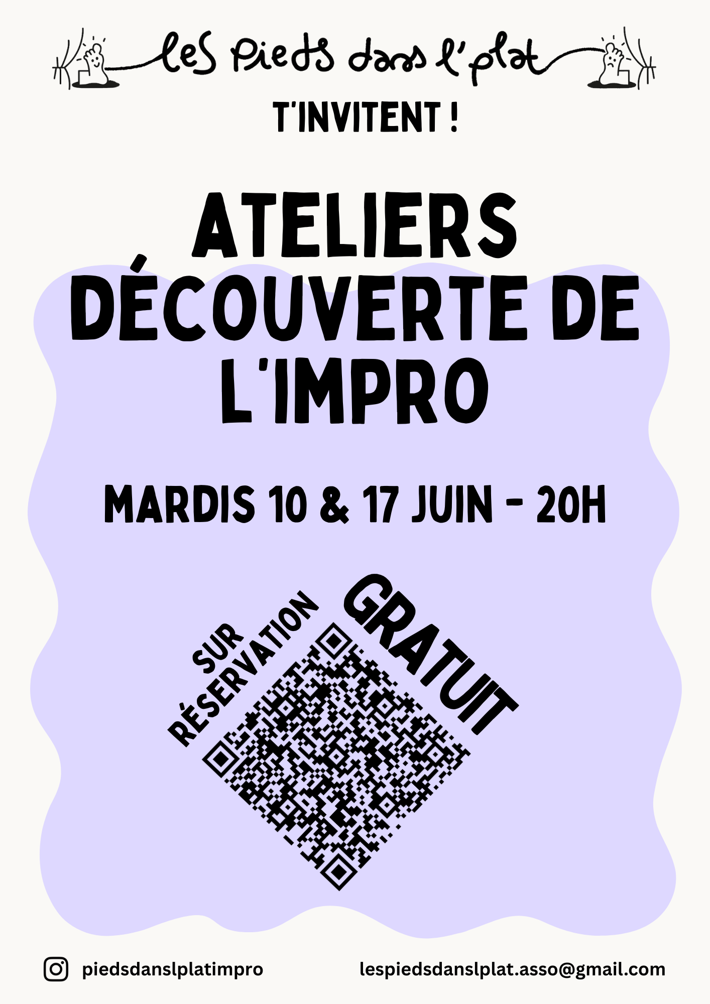 Atelier dcouverte gratuit de thtre dimprovisation, avec la troupe Les Pieds Dans lPlat