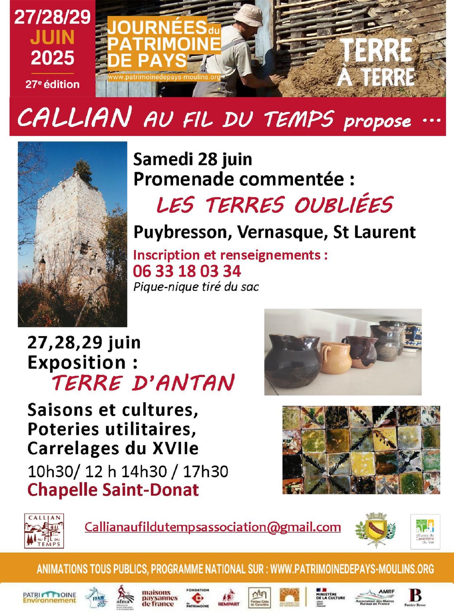 Exposition Terres d'Antan -  Journes du Patrimoine de Pays et des Moulins