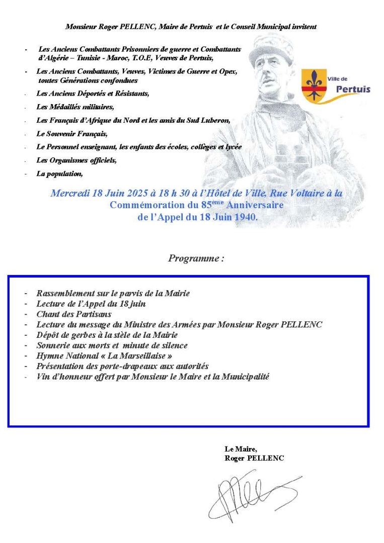 Commmoration du 85me anniversaire de l'appel du 18 juin 1940