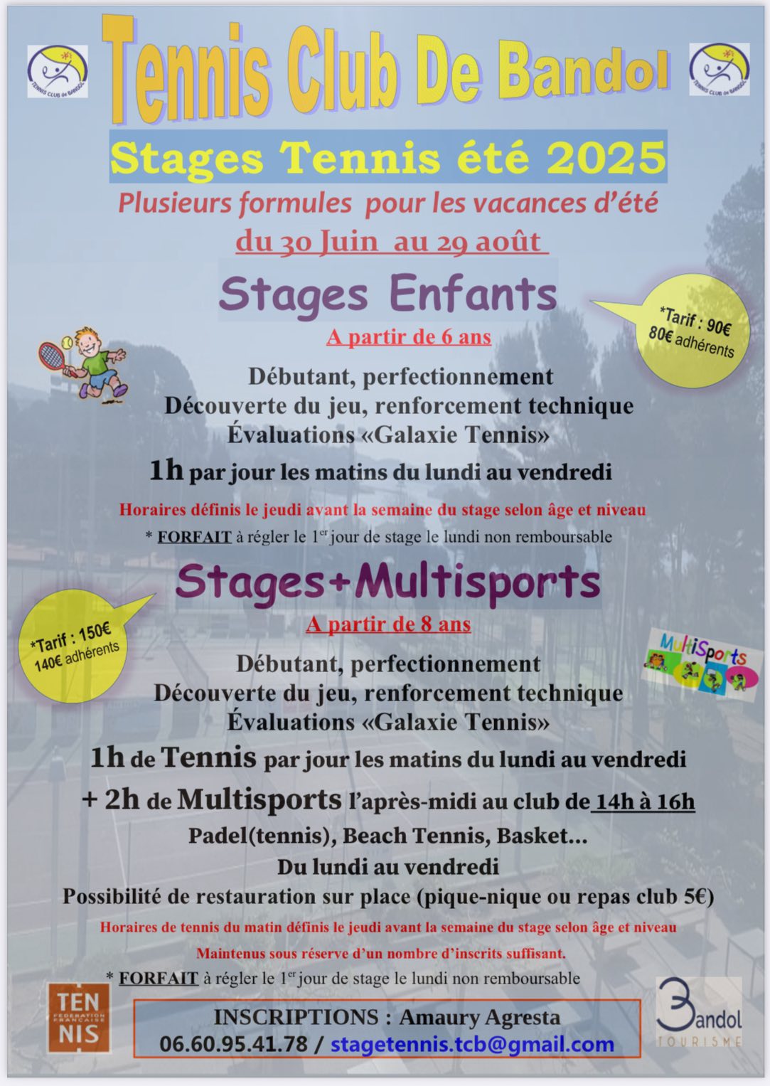 Stage de tennis pour enfants