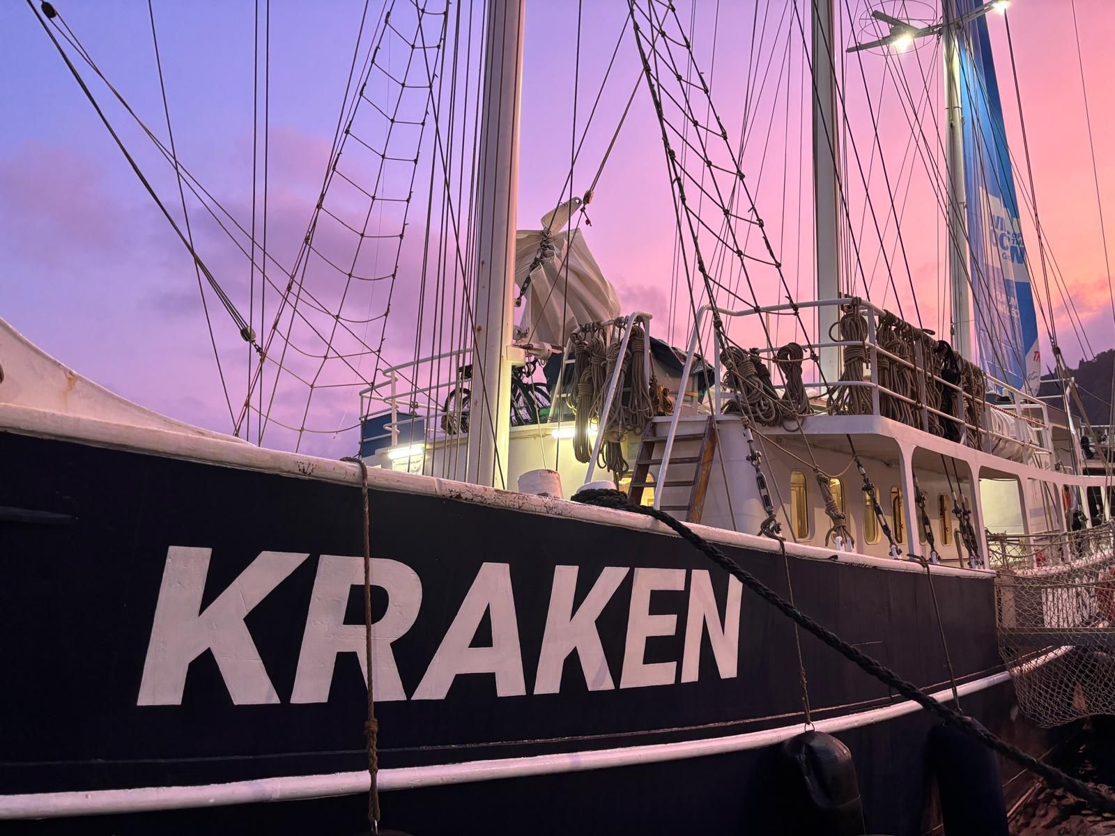 Projection vido mapping sur les voiles du Kraken
