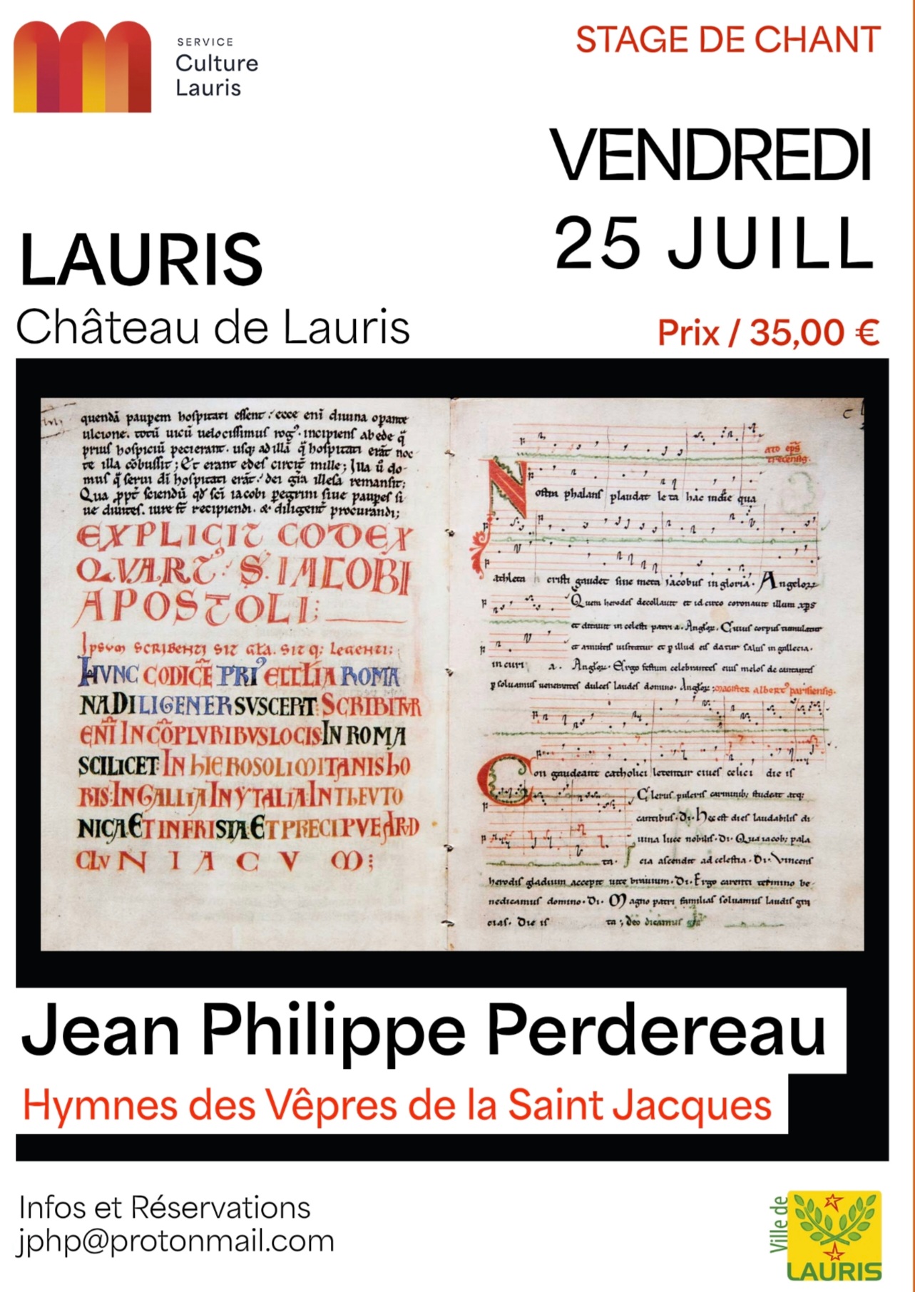 Stage de Chant par Jean Philippe Perdereau - Hymnes des Vpres de la Saint Jacques(daprs leCodex Calixtinus, XIIe sicle)