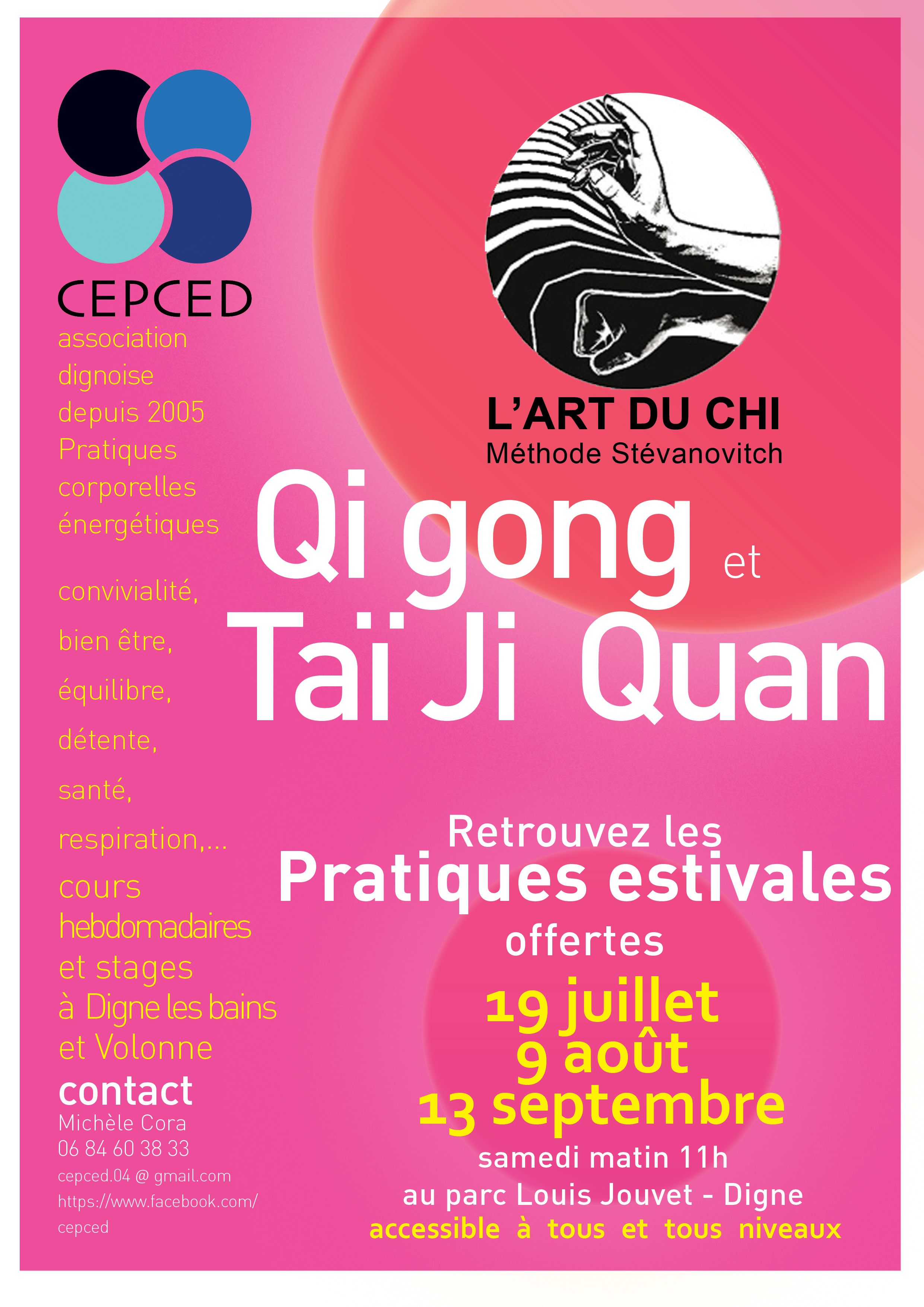 Pratiques extrieures offertes de Tai Ji Quan-Qi Gong