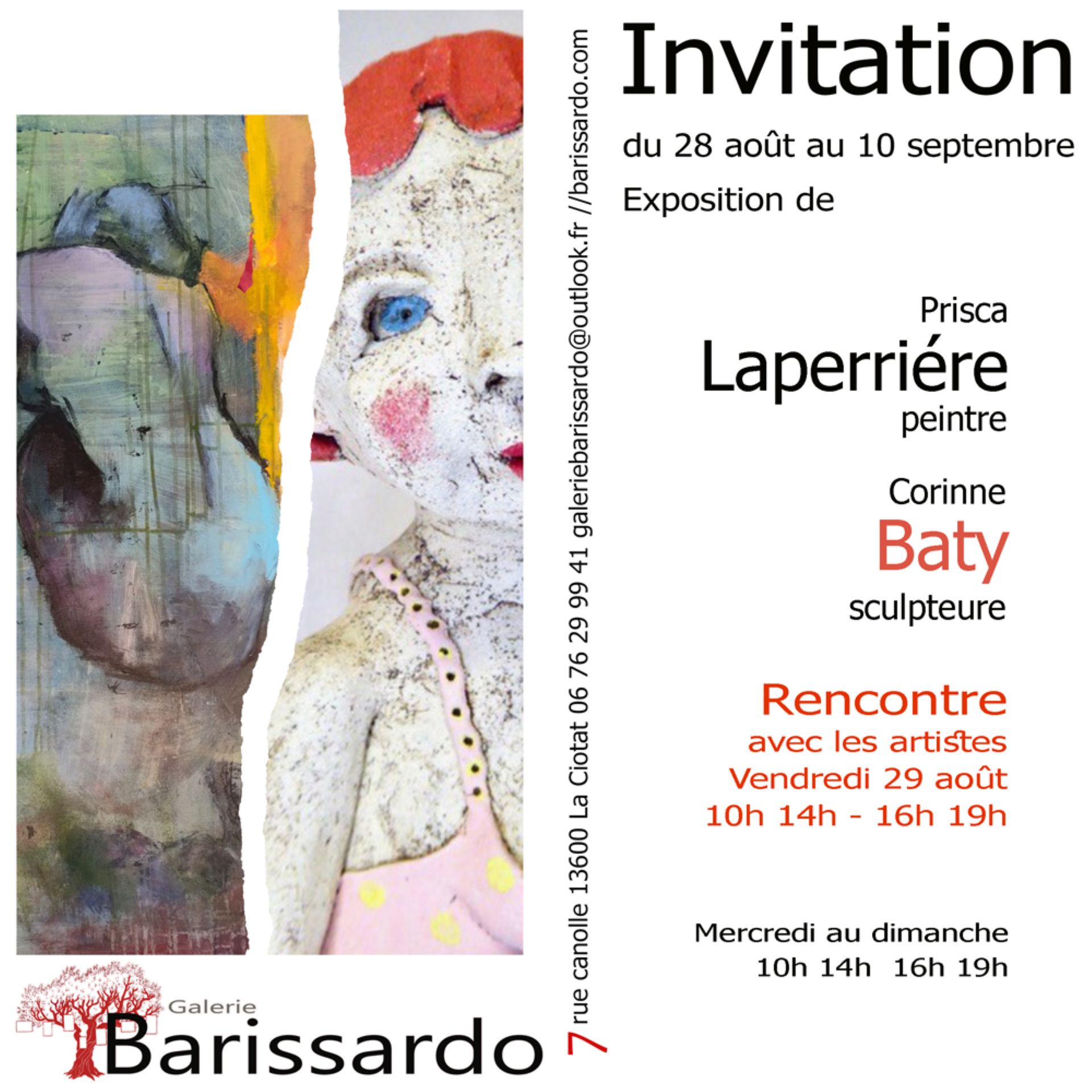 Exposition de peintures et sculptures de Prisca Laperrire et Corinne Baty