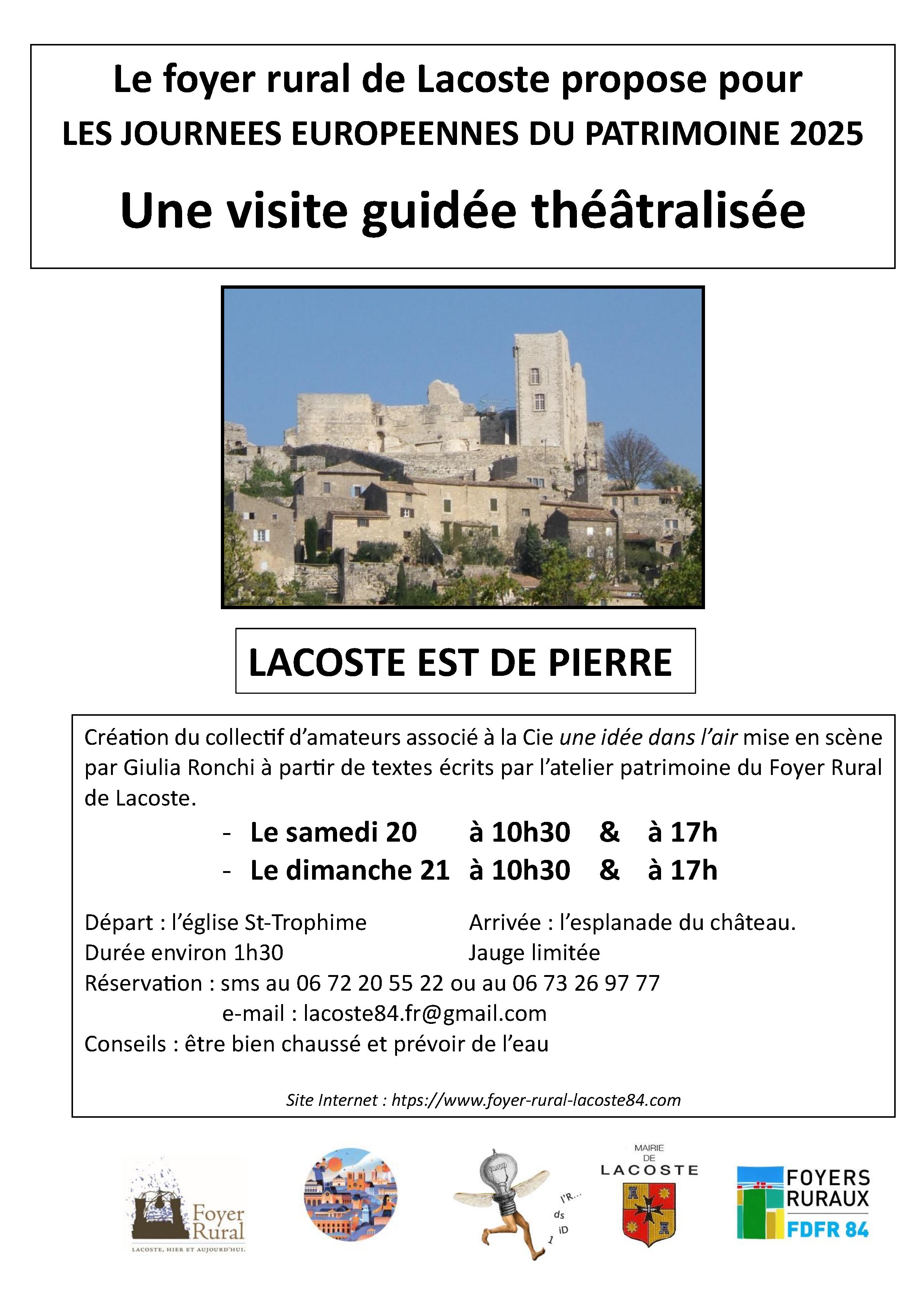 Journes Europennes du patrimoine : visite guide thtralise  Lacoste