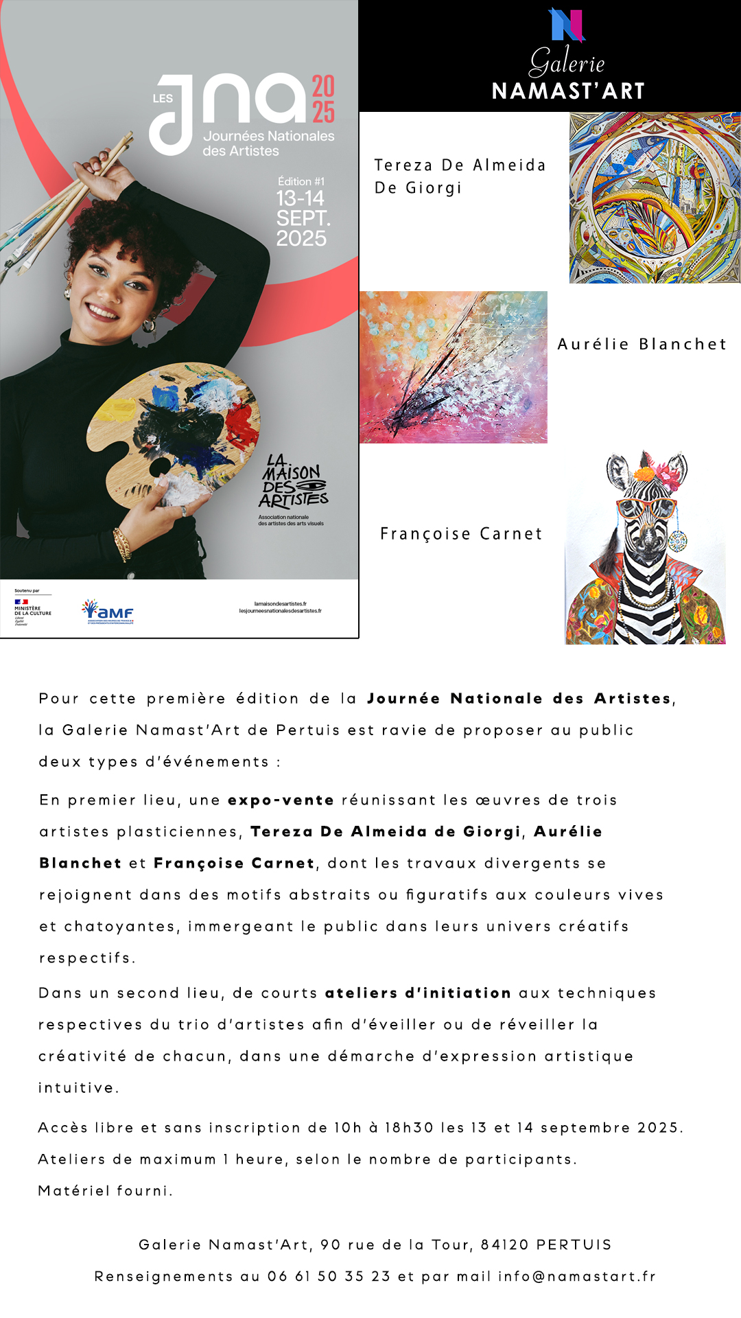 Journes Nationales des Artistes  la Galerie Namast'Art