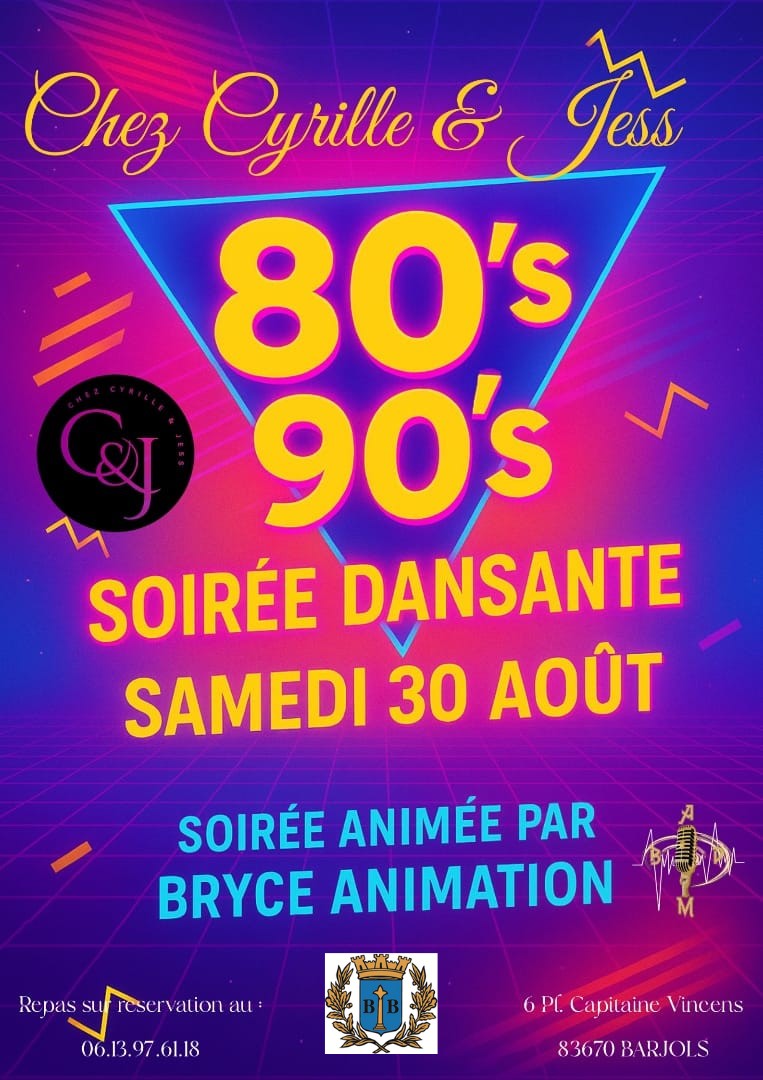 Soire dansante : Dj Bryce - annes 80, 90