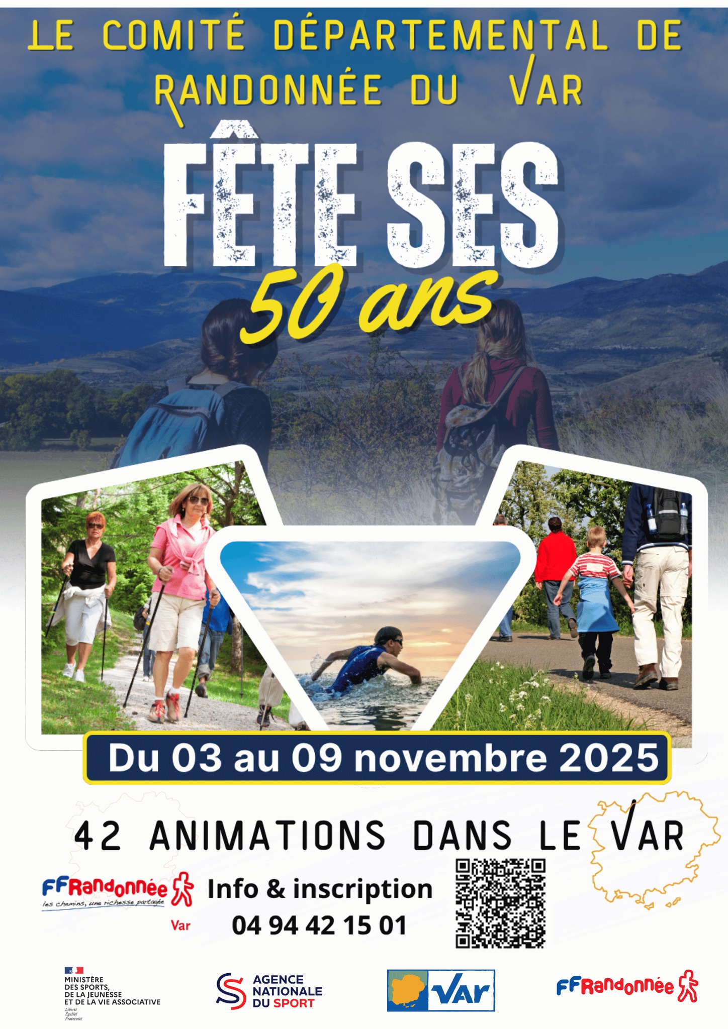 Randonne pdestre : Initiation au Bungy Pump, btons dynamiques | 50 ans du Comit dpartemental de la randonne pdestre du Var