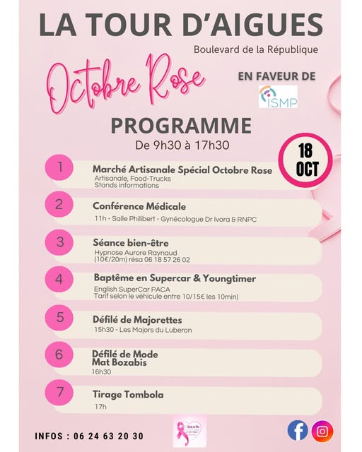 Octobre Rose organis par le Comit des Fetes de La Tour d'Aigues