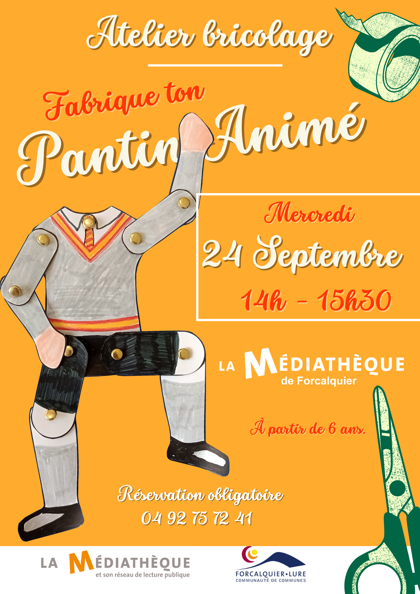 Atelier bricolage : Fabrique ton pantin anim
