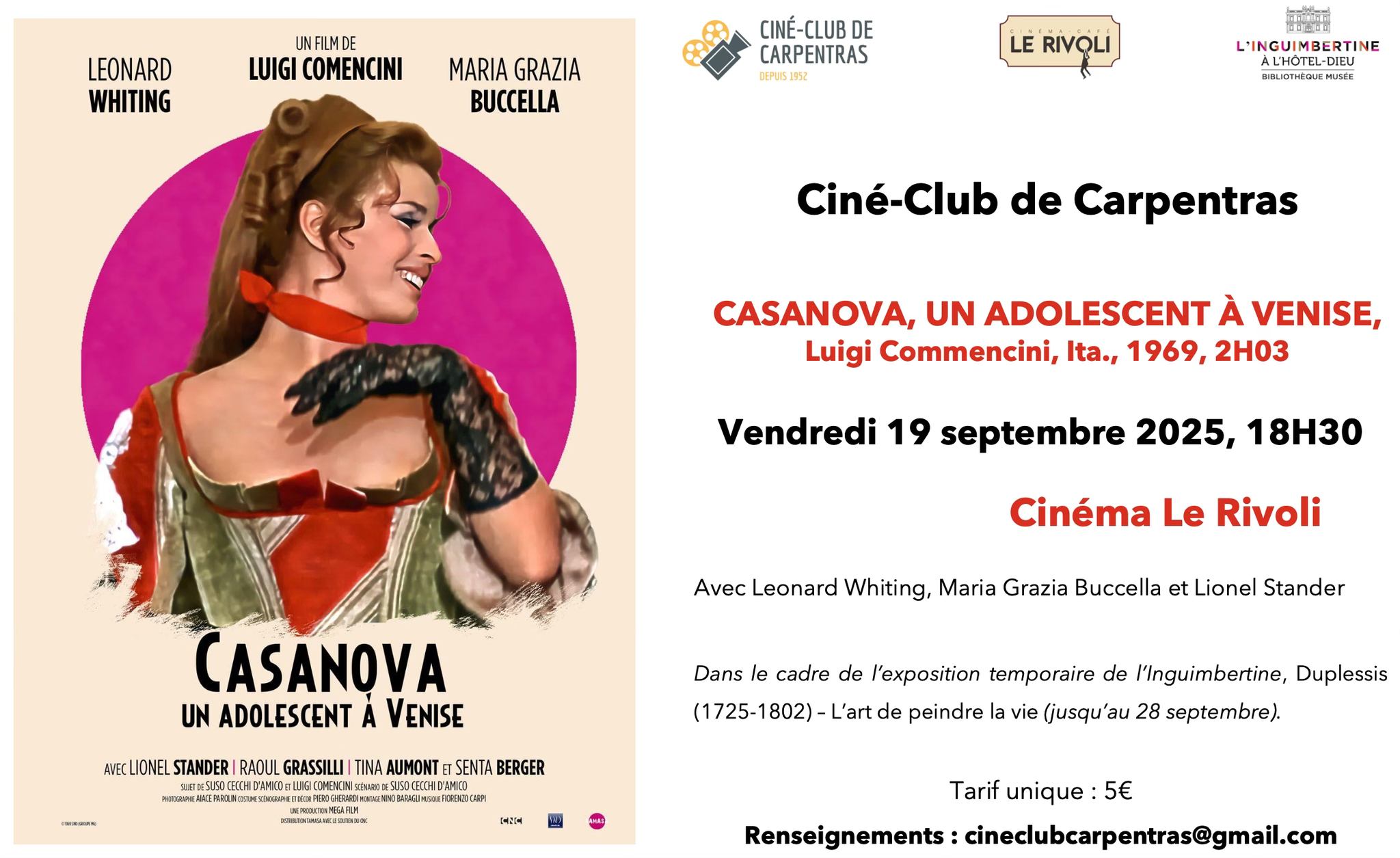Cin Club : Casanova, un adolescent  Venise