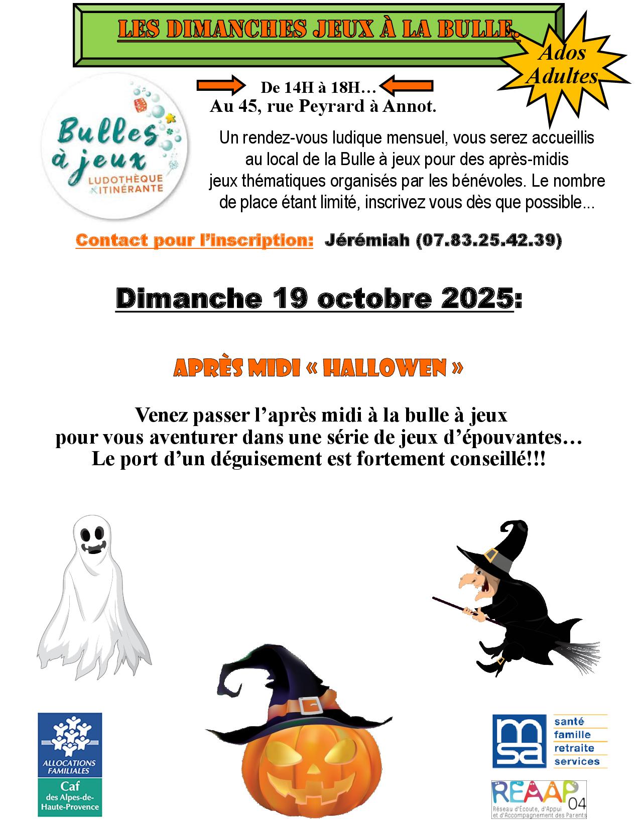 Dimanches jeux  la Bulle : Halloween