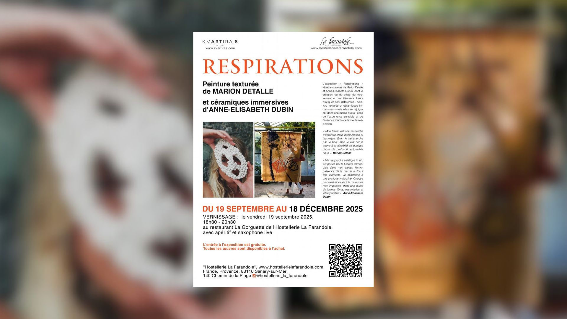 Exposition : Peinture texture & Cramiques immersives
